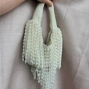 Elegant Pearl Bridal Beaded Handbag with fringe